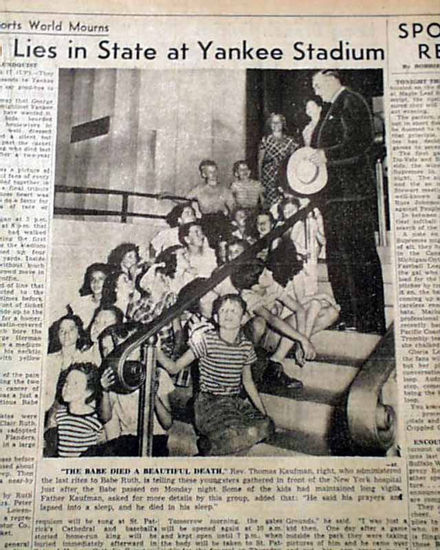 Newspapers.com on X: #BabeRuth died from cancer on this day 70 years ago,  in 1948. The revered baseball player was just 53 years old. #OTD  @BostonGlobe   / X