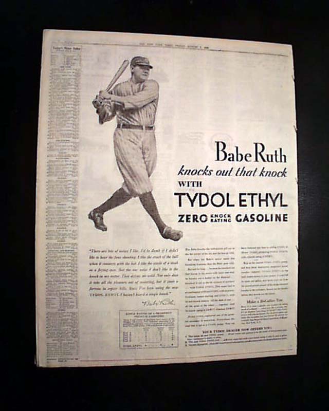 Al Capone & Babe Ruth ad for Tydol gasoline... - RareNewspapers.com