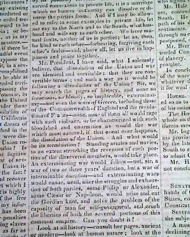 Henry Clay's notable Compromise of 1850 speech in the Senate ...