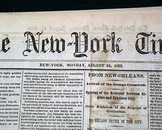 1863 Lawrence KS Massacre...