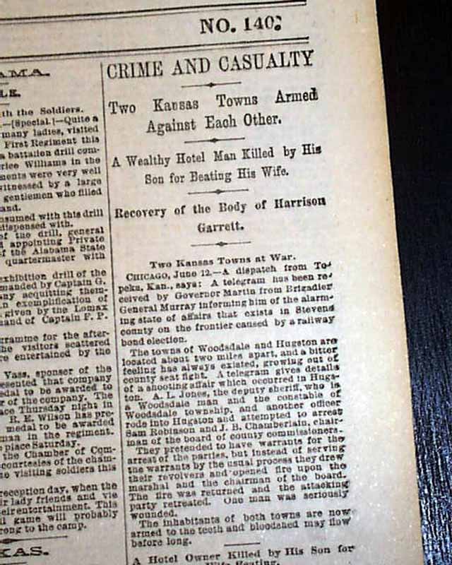 Hugoton, Kansas county seat war...