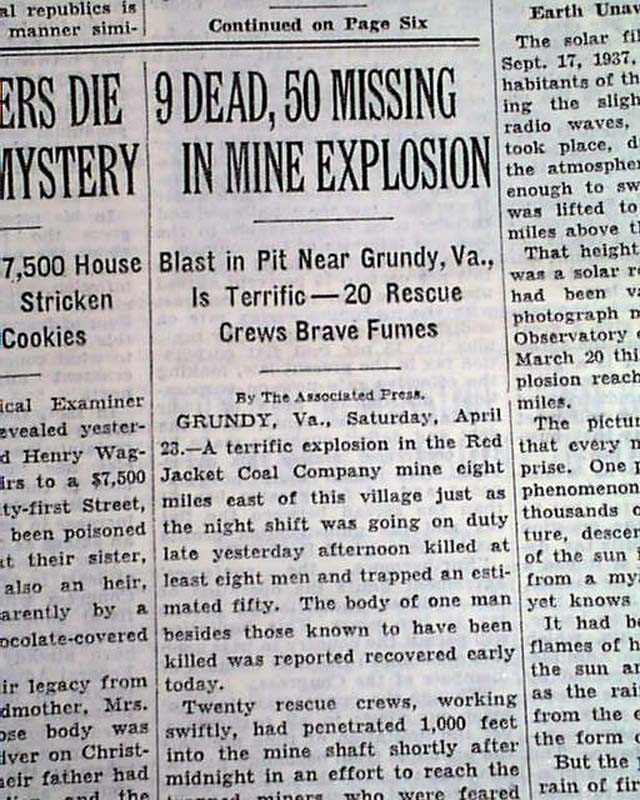 1938 Grundy, Virginia coal mine explosion.....