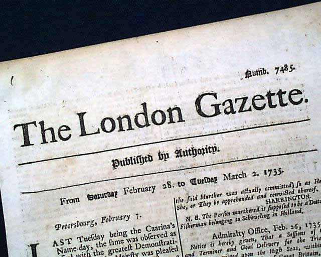 World's Oldest NEWSPAPER 1735 Gazette 270 YEARS OLD... - RareNewspapers.com