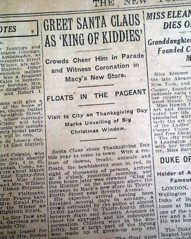 First Macy's Thanksgiving Day parade... - RareNewspapers.com