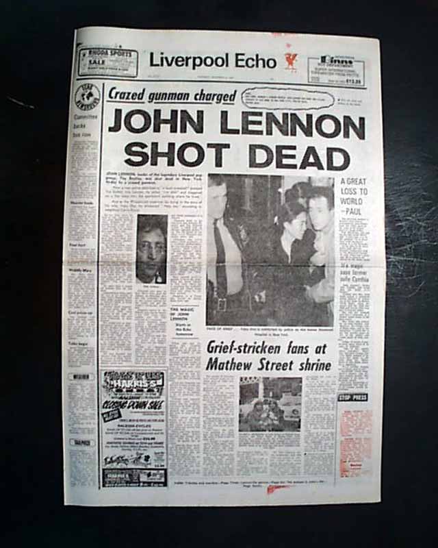 Death Of John Lennon Reported In A Liverpool Newspaper Rarenewspapers Com