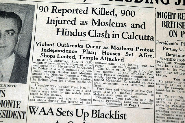Direct Action Day in 1946 Calcutta, India....
