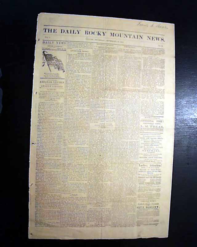 Rare, early Colorado newspaper on yellow "necessity" paper