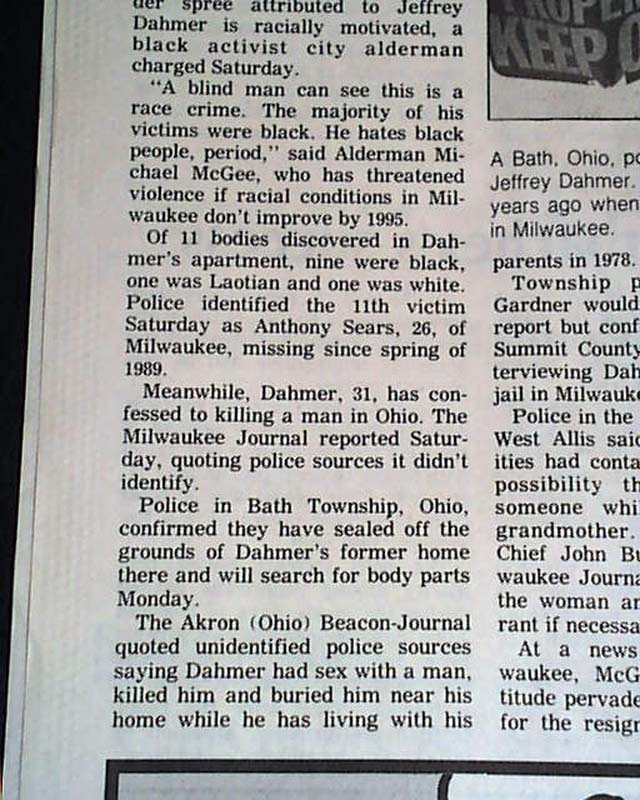 Jeffrey Dahmer arrested serial killer RareNewspapers com