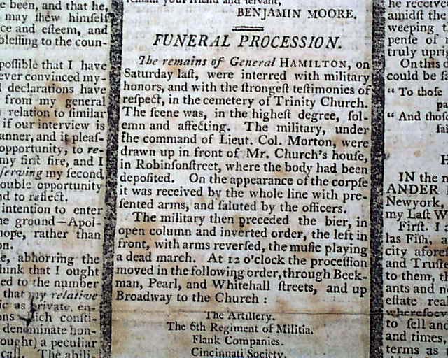 Funeral of Alexander Hamilton... a singlesheet "extra"...