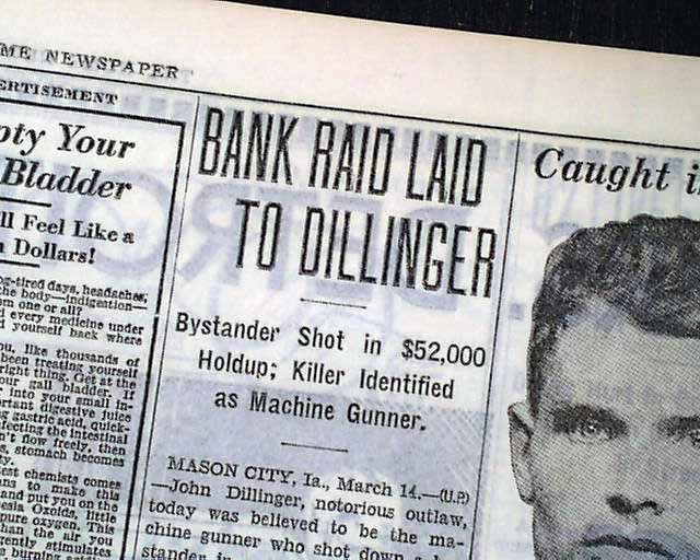 1933 John Dillinger Mason City, Iowa robberry... - RareNewspapers.com