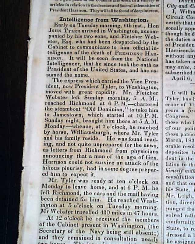 On Harrison's funeral, and Tyler's inaugural address