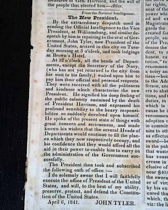 On Harrison's funeral, and Tyler's inaugural address