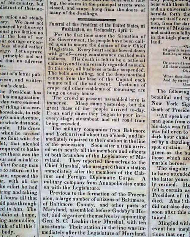 On Harrison's funeral, and Tyler's inaugural address