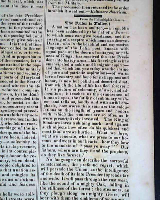 On Harrison's funeral, and Tyler's inaugural address