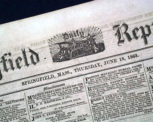 1863 Springfield MA Newspaper.... - RareNewspapers.com