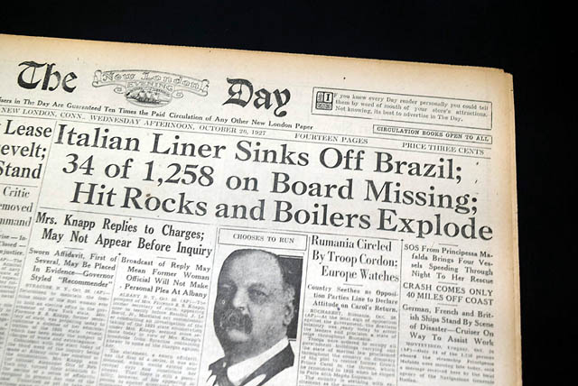 1927 SS Principessa Mafalda sinking disaster...