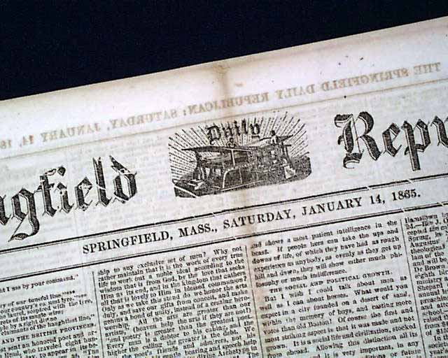 1865 Springfield Massachusetts Newspaper....