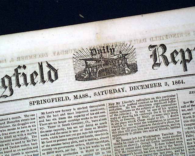 1864 Springfield MA Newspaper.... - RareNewspapers.com
