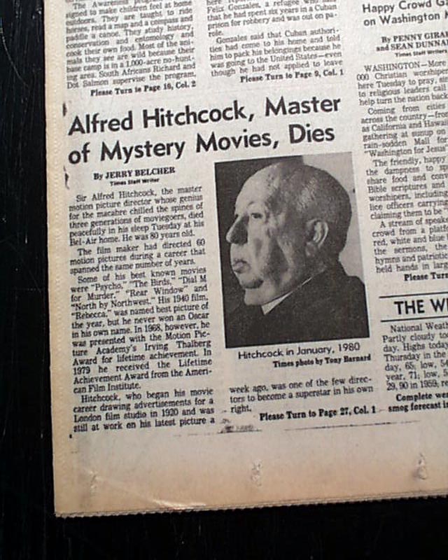 alfred hitchcock death mask