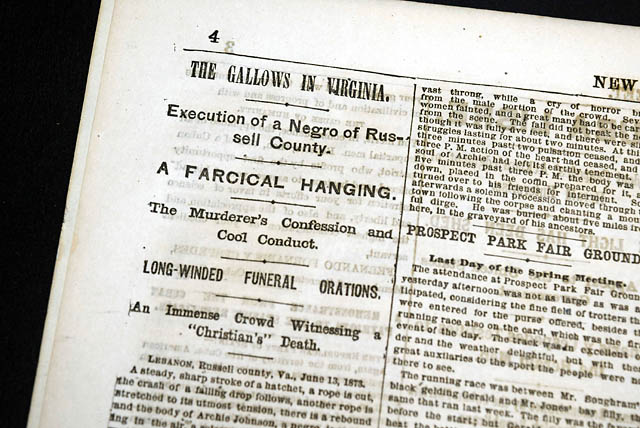 1873 Lebanon, Virginia Negro public hanging...
