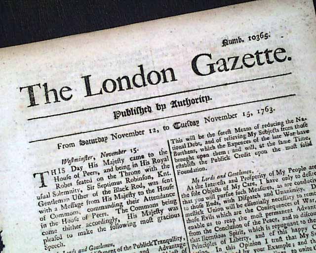 World's Oldest NEWSPAPER 1763 Gazette 270 YEARS OLD...