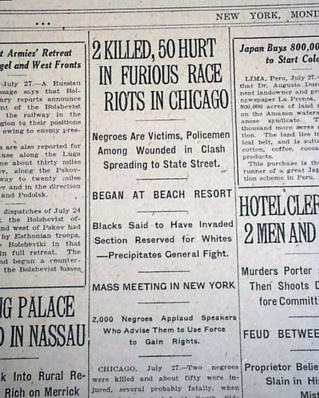 Chicago Race Riot of 1919.... - RareNewspapers.com