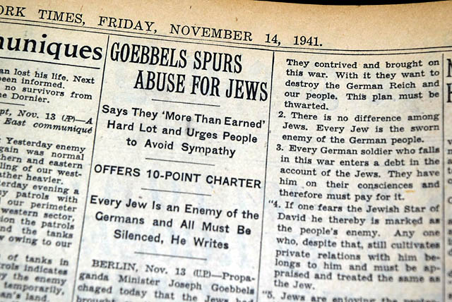 1941 Joseph Goebbels "10 Commandments" vs. Jews...