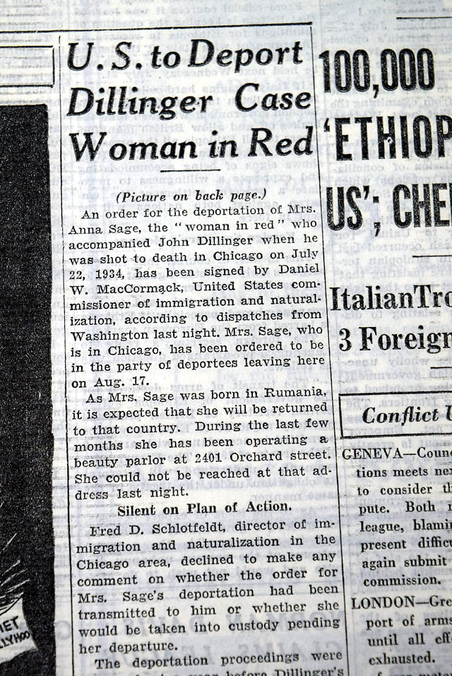 Anna Sage "The Woman in Red" in 1935...