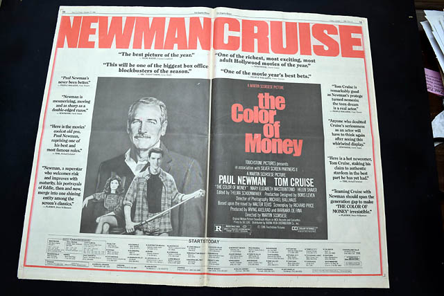 Opening day for "The Color of Money", in a Los Angeles newspaper...