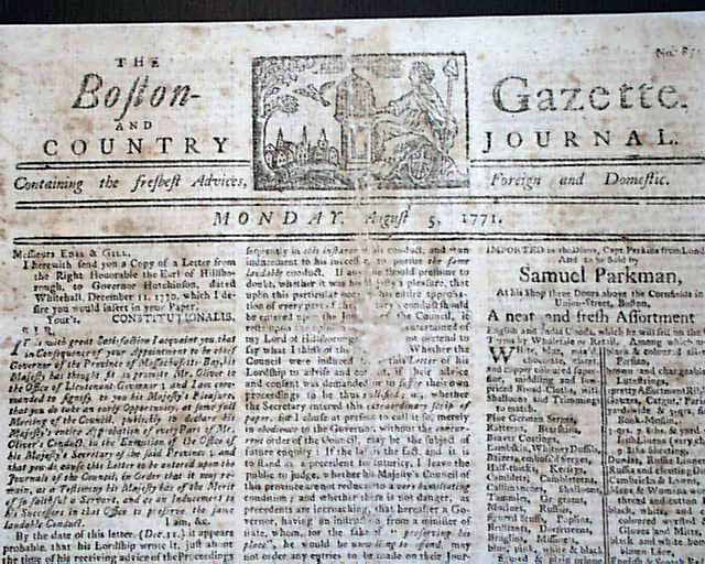 Paul Revere engraving in the masthead... - RareNewspapers.com