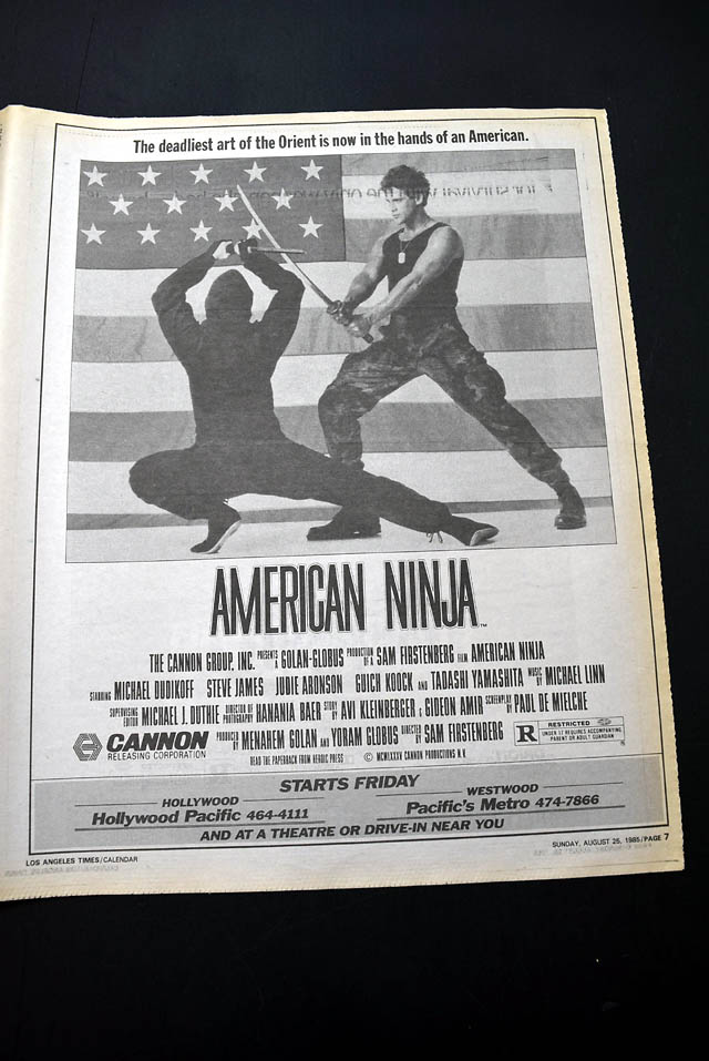 1985 opening day premiere "American Ninja" film L.A. advertisement...