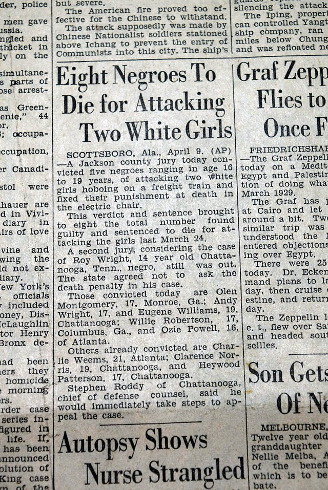 Scottsboro Boys found guilty... death sentences...