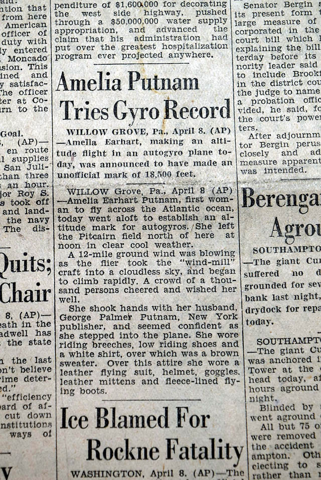 1931 Amelia Earhart autogyro altitude record...