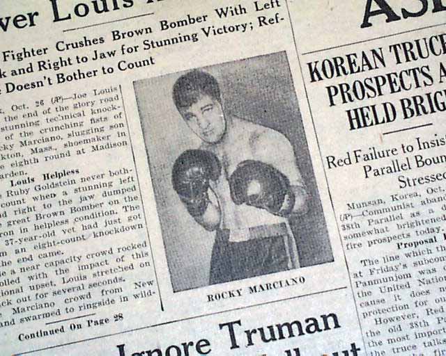 1951 Rocky Marciano defeats Joe Louis 