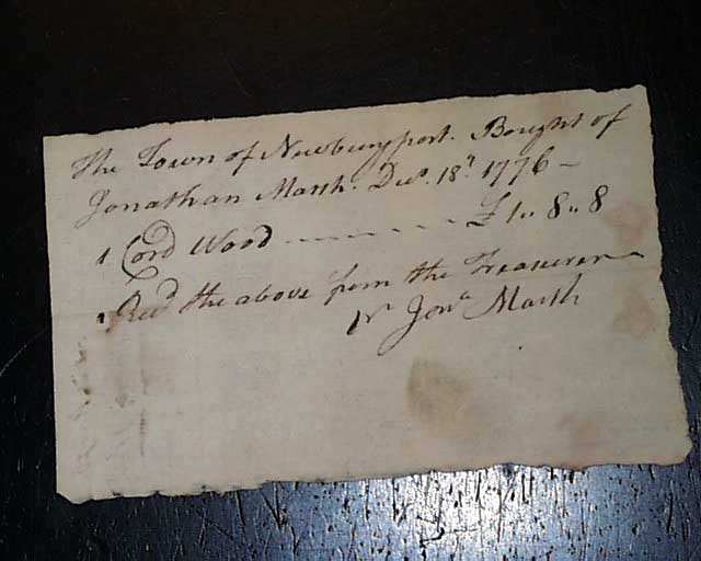 Revolutionary War era receipt dated 1776...