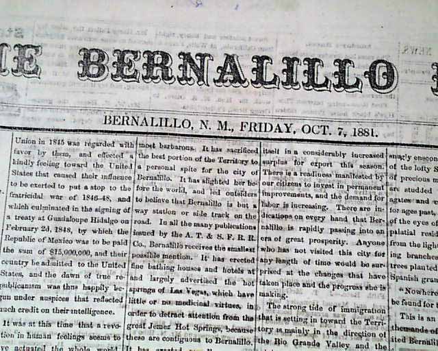 Very rare and early from the New Mexico Territory...