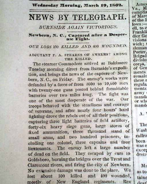 1862 Springfield MA Newspaper....