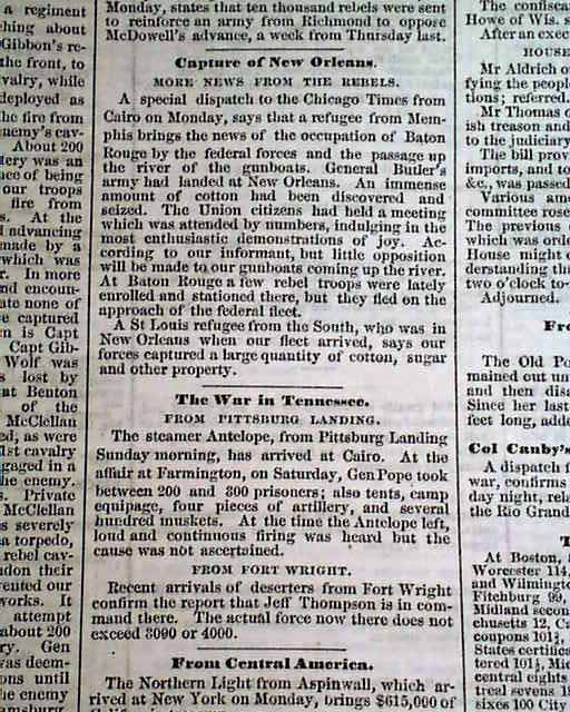 1862 Springfield MA Newspaper....