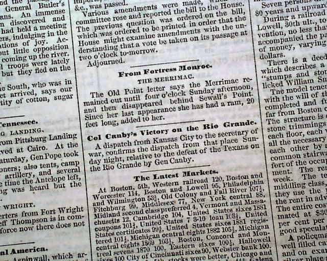 1862 Springfield MA Newspaper....