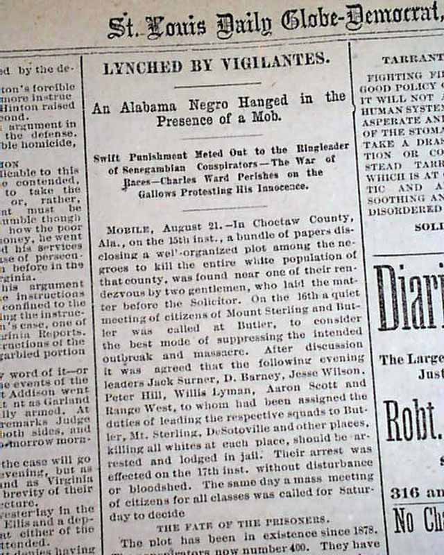 Butler, Alabama Negro lynching...