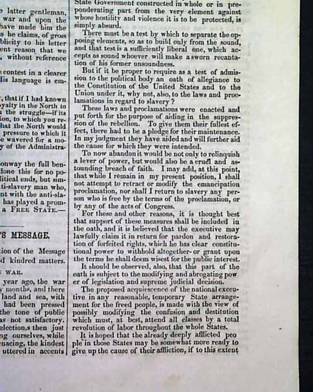 Abraham Lincoln & His Proclamation Of Amnesty - Rarenewspapers.com