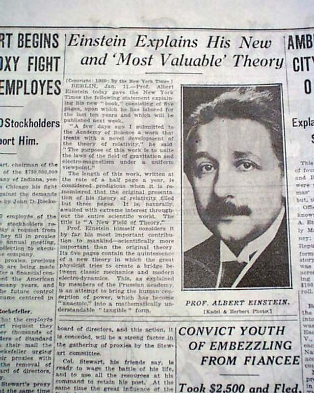 Albert Einstein theory of relativity expanded... - RareNewspapers.com