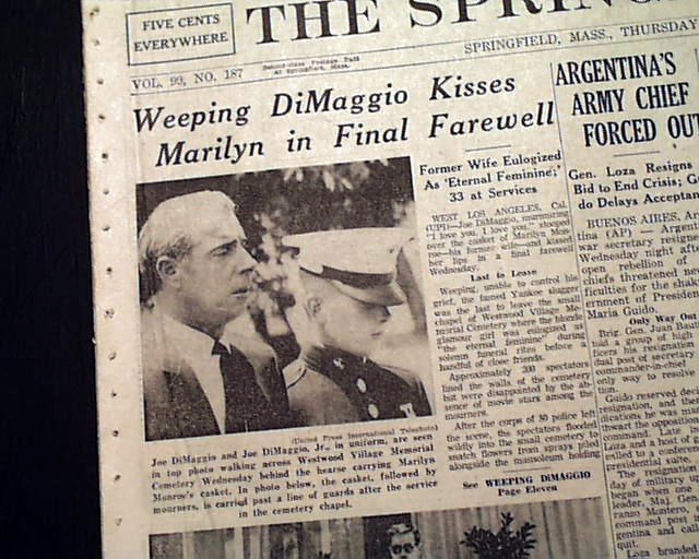 DiMaggio after Monroe's funeral — Calisphere