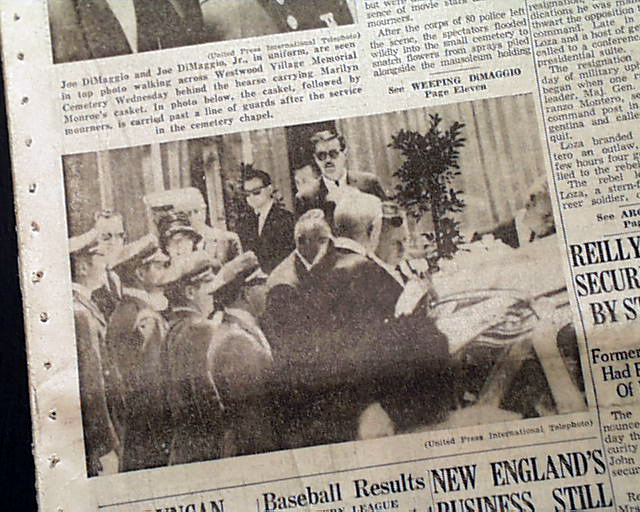 Following Marilyn Monroe's death, Joe DiMaggio was so devastated he held a  private funeral barring all