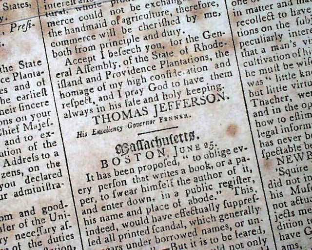Jefferson congratulated on being elected President...