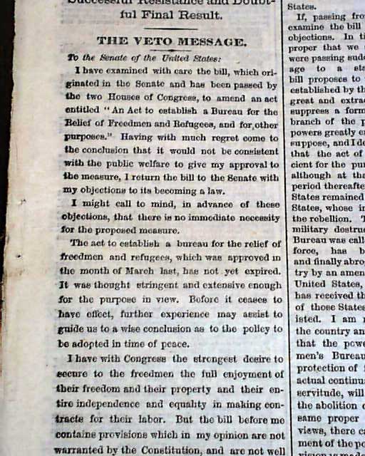 veto-of-the-freedmen-s-bureau-bill-rarenewspapers