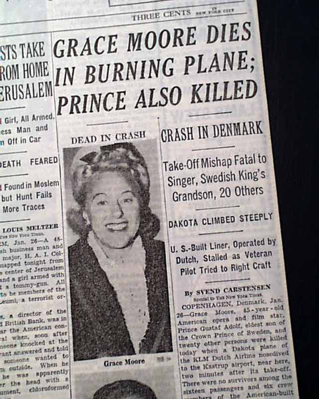 Actress Grace Moore &amp; Al Capone deaths... - RareNewspapers.com