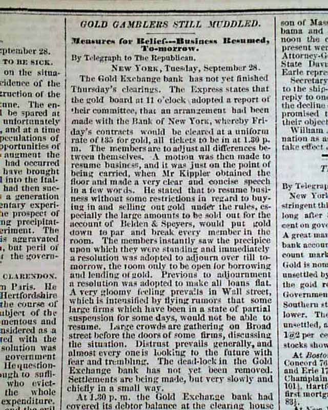 Panic on Wall Street in 1869... - RareNewspapers.com