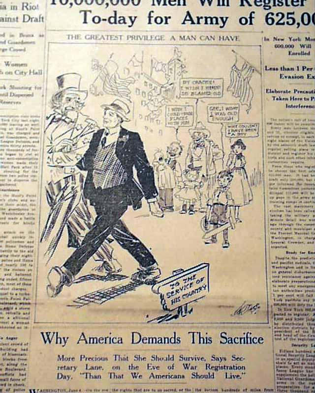 1917 World War I American draft begins... - RareNewspapers.com