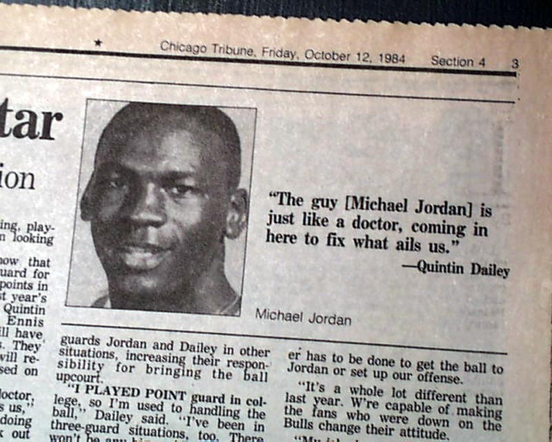Chicago Tribune - Michael Jordan on a breakaway dunk against the